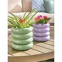 Very Home Set 2 Ribbed Planters 15Cm