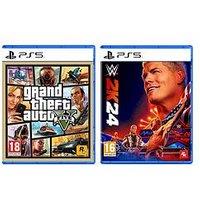 Playstation 5 Grand Theft Auto V & Wwe 2K24