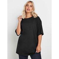 Yours Curve Basic Long Line T-Shirt - Black