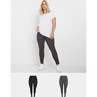 Yours Curve 2 Pack Leggings - Grey