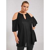 Yours Curve Foil Chain Detail Top - Black