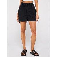 V By Very Turn Up Hem Cotton Shorts - Black