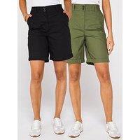 Everyday Two Pack Poplin Shorts - Black/Khaki