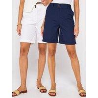 Everyday Two Pack Poplin Shorts - Navy/White