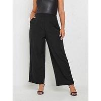 Yours Curve Darted Waist Wide Leg Trouser - Black