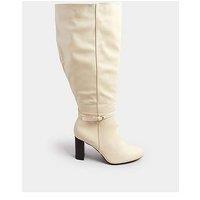 Yours Extra Wide Fit Heeled Knee High Boot - White