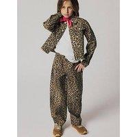 Name It Girls Leopard Print Jacket - Silver Mink Leopard