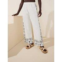 V By Very Border Print Beach Trouser - White