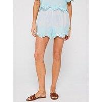 V By Very Shell Embroidered Hem Co Ord Short - Blue