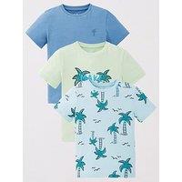 Mini V By Very Boys 3 Pack Short Sleeve Palm Print T-Shirts - Multi