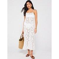 V By Very All Over Embroidered Strappy Beach Dress - White