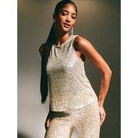 New Look Sleeveless Sequin Top - Gold