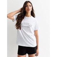 New Look Cotton Marseille Slogan T-Shirt - Grey