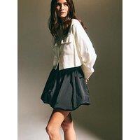 New Look Taffeta Puff Mini Skirt - Black