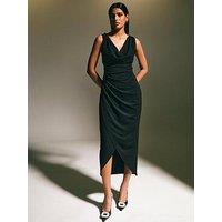 New Look Black Cowl Neck Draped Midi Dress
