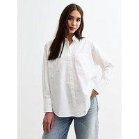 New Look Star Embroidered Poplin Shirt - White