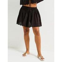 V By Very Broderie Co Ord Mini Skirt - Black