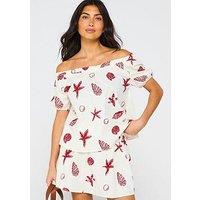 V By Very Shell Printed Tie Back Beach Top - Print