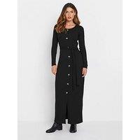 Long Tall Sally Tall Long Sleeve Ribbed Button Maxi Dress - Black