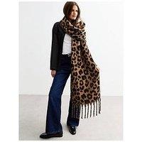 New Look Brown Heavyweight Leopard Print Scarf