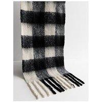 New Look Black Checked Brushed Fringed Scarf