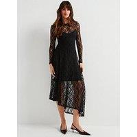 Vero Moda Brooke Long Sleeve Jersey Lace Dress - Black