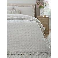 Very Home Ruffle Edge Pinsonic Bedspread Throw - Natural