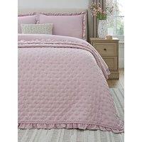 The Very Collection Ruffle Edge Pinsonic Bedspread Throw - Pink