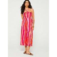 V By Very Halter Shirred Bandeau Midaxi Dress - Print