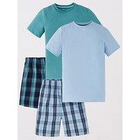V By Very Boys 2 Pack Jersey Check Pyjamas - Multi