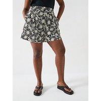 V By Very Curve Embroidered Short - Black
