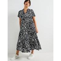 V By Very Curve Printed Tiered Midaxi Dress - Floral Print