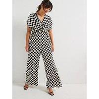 V By Very Curve Twist Front Jumpsuit - Print