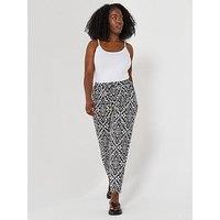 V By Very Curve Jersey Tapered Leg Trouser - Monochrome Print