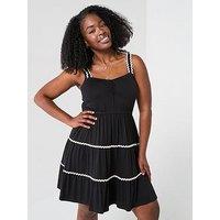 V By Very Curve Strappy Mini Dress - Black