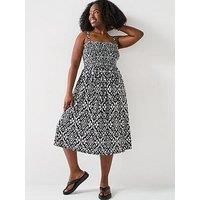V By Very Curve Bandeau Jersey Dress - Print