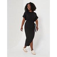 V By Very Curve Wrap Skirt T-Shirt Dress - Black