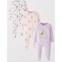 Everyday Baby Girls 3 Pack Sleepsuit - Multi
