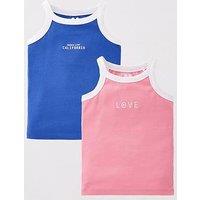 V By Very Girls Matching Set 2 Pack Rib Vests - Multi