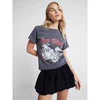 River Island Motorbike Hotfix Boyfriend Short Sleeve T-Shirt - Dark Grey