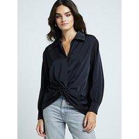 River Island Twisted Front Blouse - Black