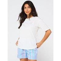 V By Very Woven Boxer Short And Cotton Printed Graphic Tshirt Pj Set