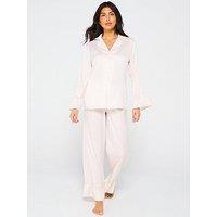 V By Very Satin Jacquard Revere Set - Cream