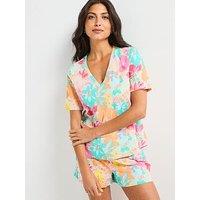 Everyday Floral V Neck And Short Pyjama Set - Multi