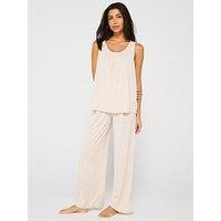 V By Very Vest And Pleated Wide Leg Pj Set - Cream