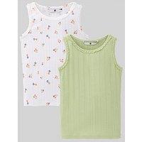 V By Very Girls 2 Pack Pointelle Vests - Multi