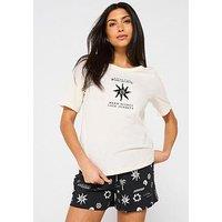 Everyday Sun Print Short Pyjama Set - Black/White