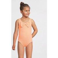 V By Very Girls Textured Bow Swimsuit - Orange