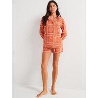 V By Very Printed Sun Print Short Pyjama Set - Rust