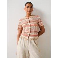 V By Very Collared Pointelle Short Knitted Shirt - Multi